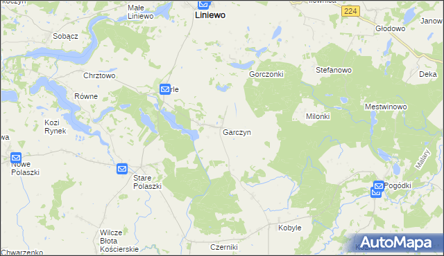 mapa Garczyn gmina Liniewo, Garczyn gmina Liniewo na mapie Targeo