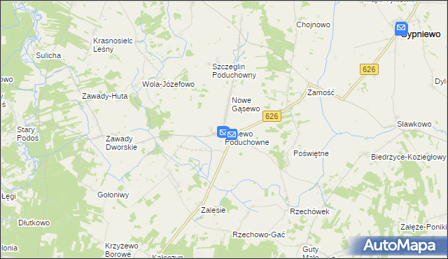 mapa Gąsewo Poduchowne, Gąsewo Poduchowne na mapie Targeo