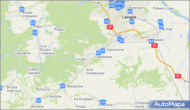 mapa Giedlarowa, Giedlarowa na mapie Targeo