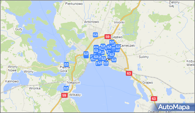 mapa Giżycko, Giżycko na mapie Targeo
