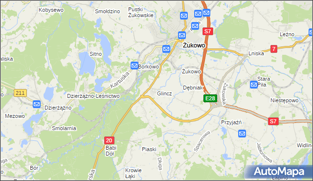 mapa Glincz, Glincz na mapie Targeo
