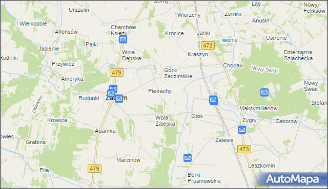 mapa Głogowiec gmina Zadzim, Głogowiec gmina Zadzim na mapie Targeo
