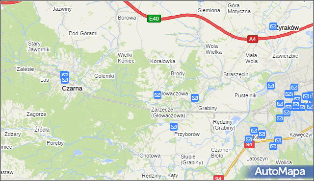mapa Głowaczowa, Głowaczowa na mapie Targeo