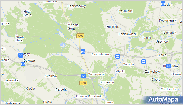 mapa Gnieździska, Gnieździska na mapie Targeo