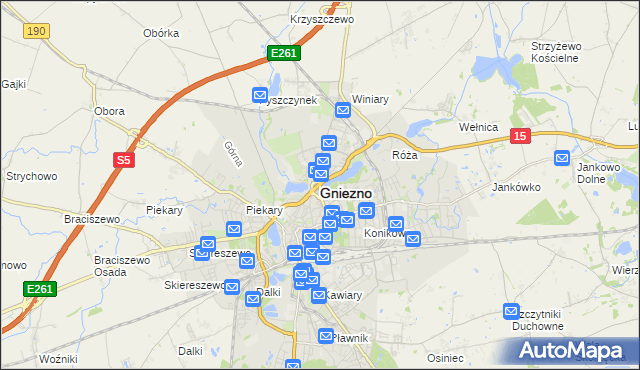 mapa Gniezna, Gniezno na mapie Targeo