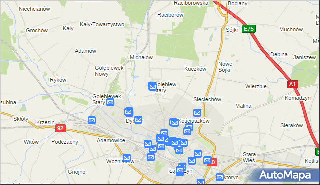 mapa Gołębiew Nowy, Gołębiew Nowy na mapie Targeo