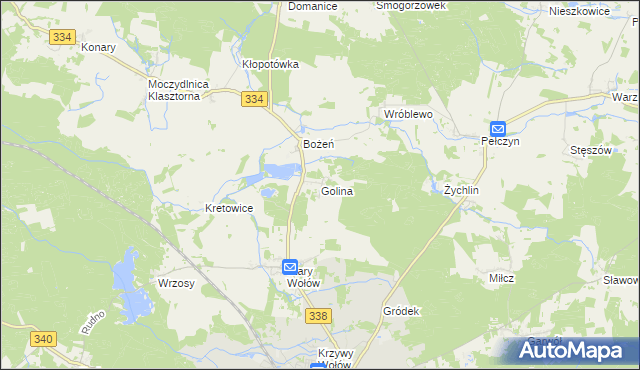 mapa Golina gmina Wołów, Golina gmina Wołów na mapie Targeo
