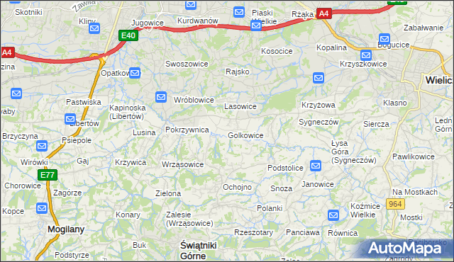 mapa Golkowice, Golkowice na mapie Targeo