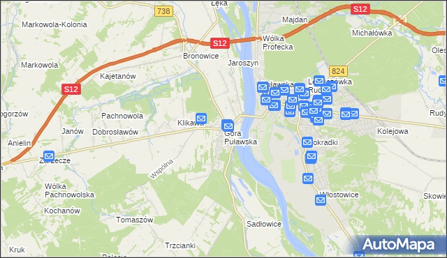 mapa Góra Puławska, Góra Puławska na mapie Targeo