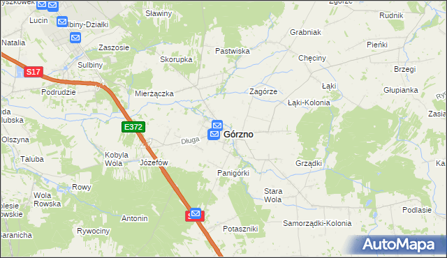 mapa Górzno powiat garwoliński, Górzno powiat garwoliński na mapie Targeo