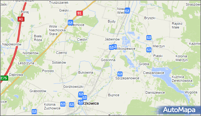 mapa Gościnna, Gościnna na mapie Targeo