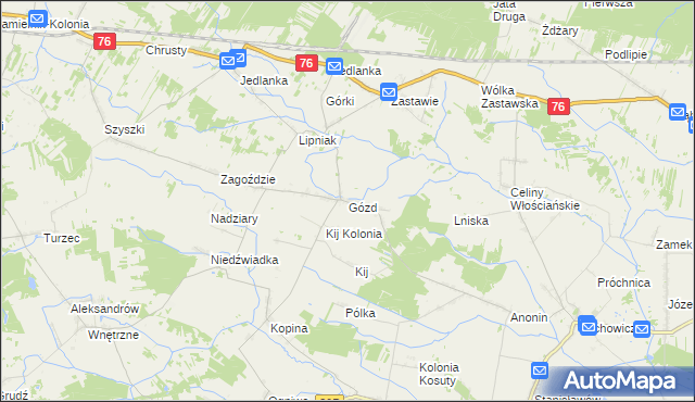 mapa Gózd gmina Stanin, Gózd gmina Stanin na mapie Targeo