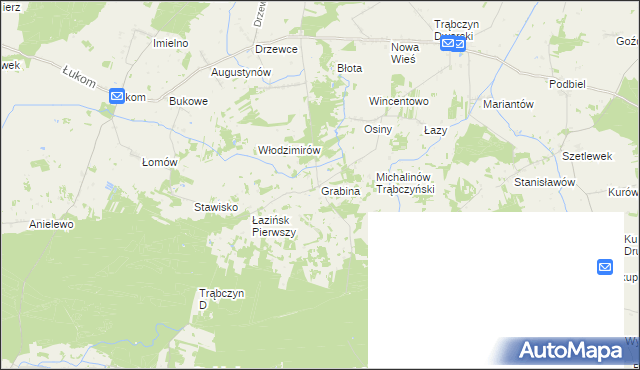 mapa Grabina gmina Zagórów, Grabina gmina Zagórów na mapie Targeo