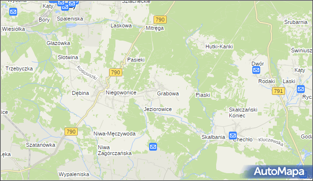 mapa Grabowa gmina Łazy, Grabowa gmina Łazy na mapie Targeo