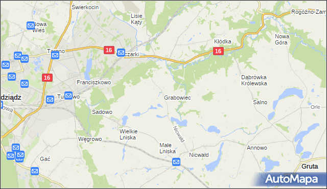 mapa Grabowiec gmina Grudziądz, Grabowiec gmina Grudziądz na mapie Targeo