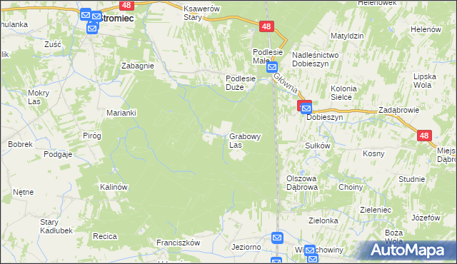 mapa Grabowy Las, Grabowy Las na mapie Targeo