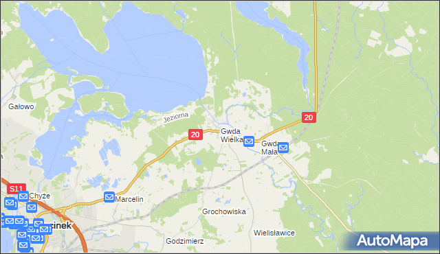 mapa Gwda Wielka, Gwda Wielka na mapie Targeo