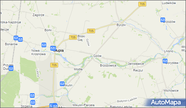 mapa Gzów, Gzów na mapie Targeo