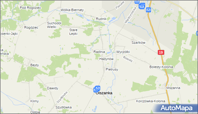 mapa Hadynów, Hadynów na mapie Targeo