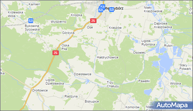 mapa Hałdrychowice, Hałdrychowice na mapie Targeo