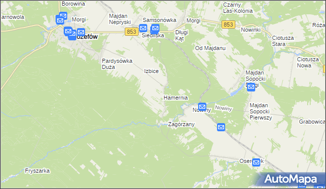 mapa Hamernia gmina Józefów, Hamernia gmina Józefów na mapie Targeo