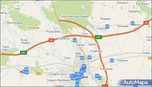 mapa Hanulin, Hanulin na mapie Targeo