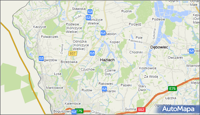 mapa Hażlach, Hażlach na mapie Targeo