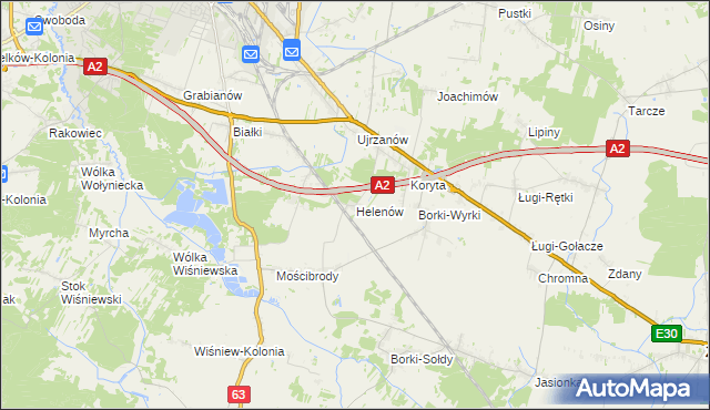 mapa Helenów gmina Wiśniew, Helenów gmina Wiśniew na mapie Targeo