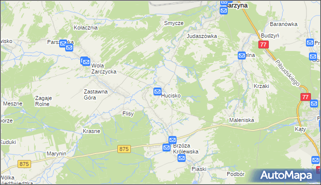 mapa Hucisko gmina Leżajsk, Hucisko gmina Leżajsk na mapie Targeo