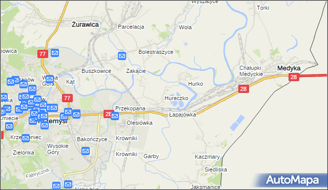 mapa Hureczko, Hureczko na mapie Targeo