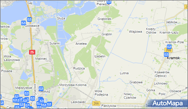 mapa Izabelin gmina Kramsk, Izabelin gmina Kramsk na mapie Targeo