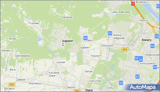 mapa Izabelin powiat warszawski zachodni, Izabelin powiat warszawski zachodni na mapie Targeo