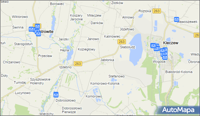 mapa Jabłonka gmina Kleczew, Jabłonka gmina Kleczew na mapie Targeo