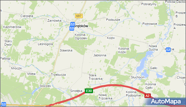 mapa Jabłonna gmina Grębków, Jabłonna gmina Grębków na mapie Targeo