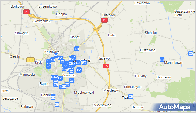 mapa Jacewo, Jacewo na mapie Targeo