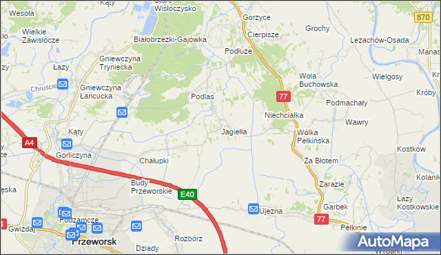 mapa Jagiełła gmina Tryńcza, Jagiełła gmina Tryńcza na mapie Targeo