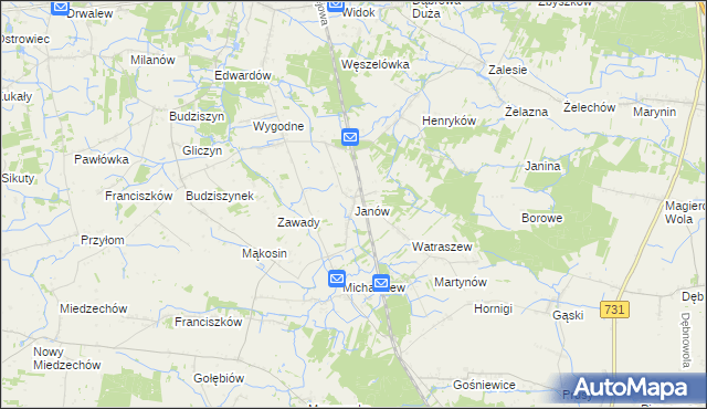 mapa Janów gmina Chynów, Janów gmina Chynów na mapie Targeo
