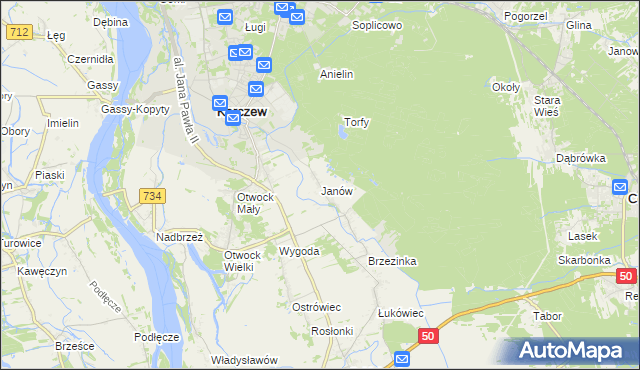 mapa Janów gmina Karczew, Janów gmina Karczew na mapie Targeo