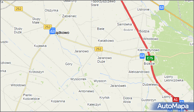 mapa Jaranowo Duże, Jaranowo Duże na mapie Targeo