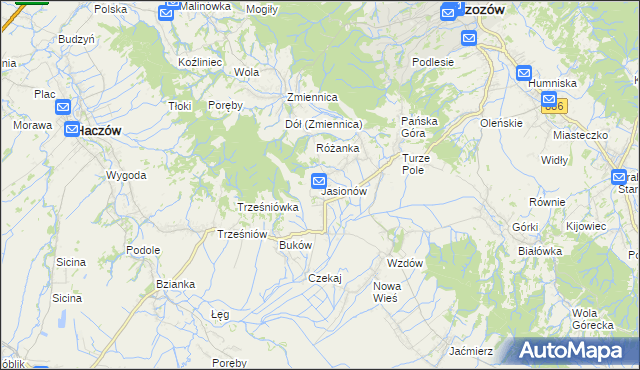 mapa Jasionów gmina Haczów, Jasionów gmina Haczów na mapie Targeo