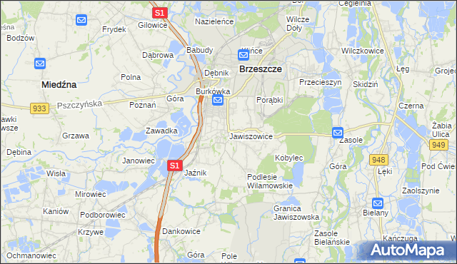 mapa Jawiszowice, Jawiszowice na mapie Targeo
