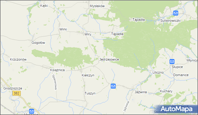 mapa Jędrzejowice gmina Dzierżoniów, Jędrzejowice gmina Dzierżoniów na mapie Targeo