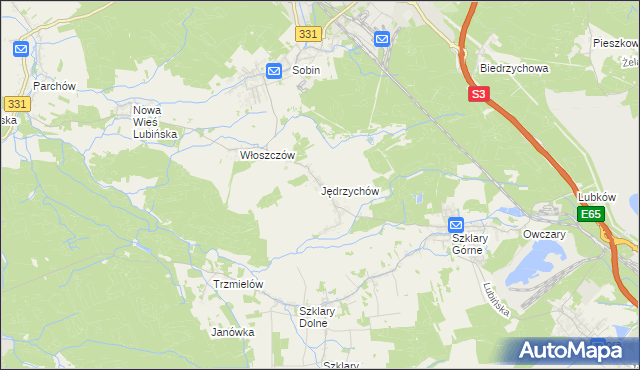 mapa Jędrzychów gmina Polkowice, Jędrzychów gmina Polkowice na mapie Targeo