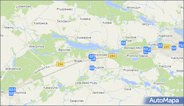 mapa Jerzykowo gmina Pobiedziska, Jerzykowo gmina Pobiedziska na mapie Targeo