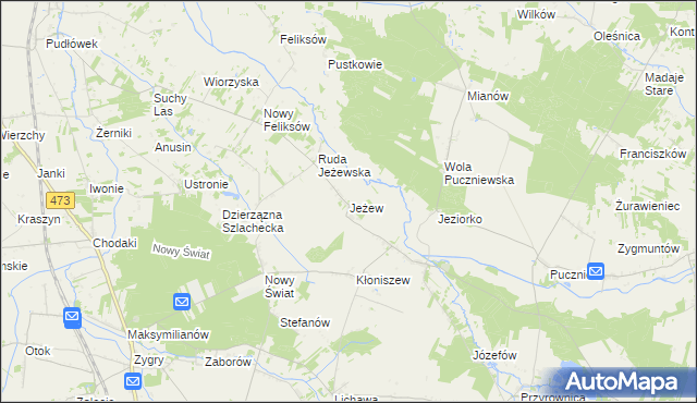 mapa Jeżew, Jeżew na mapie Targeo