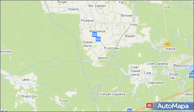 mapa Jezioro gmina Wręczyca Wielka, Jezioro gmina Wręczyca Wielka na mapie Targeo