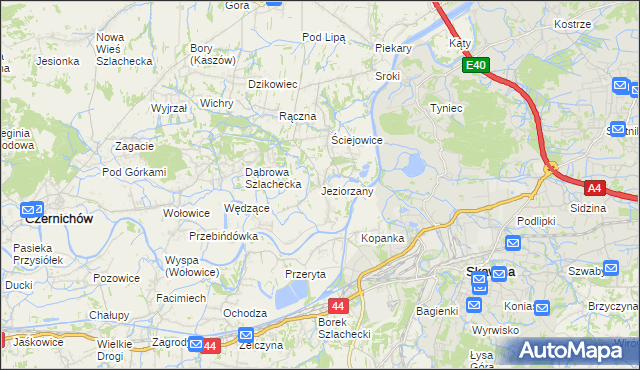 mapa Jeziorzany gmina Liszki, Jeziorzany gmina Liszki na mapie Targeo
