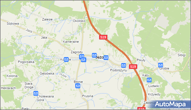 mapa Jeżowe, Jeżowe na mapie Targeo