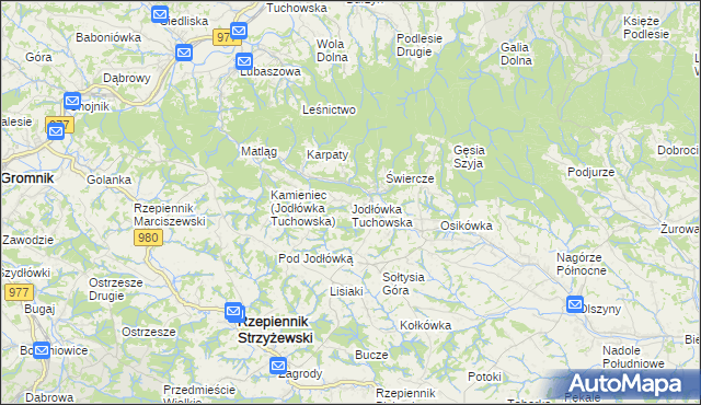mapa Jodłówka Tuchowska, Jodłówka Tuchowska na mapie Targeo