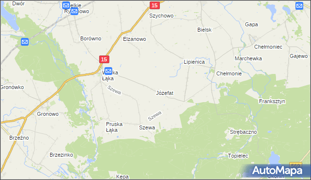 mapa Józefat gmina Kowalewo Pomorskie, Józefat gmina Kowalewo Pomorskie na mapie Targeo